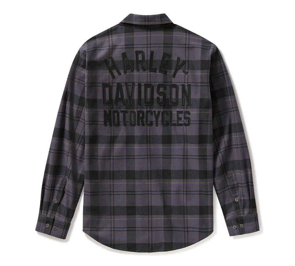 Harley Davidson Men's Racer Font Yarn Died Plaid Shirt
