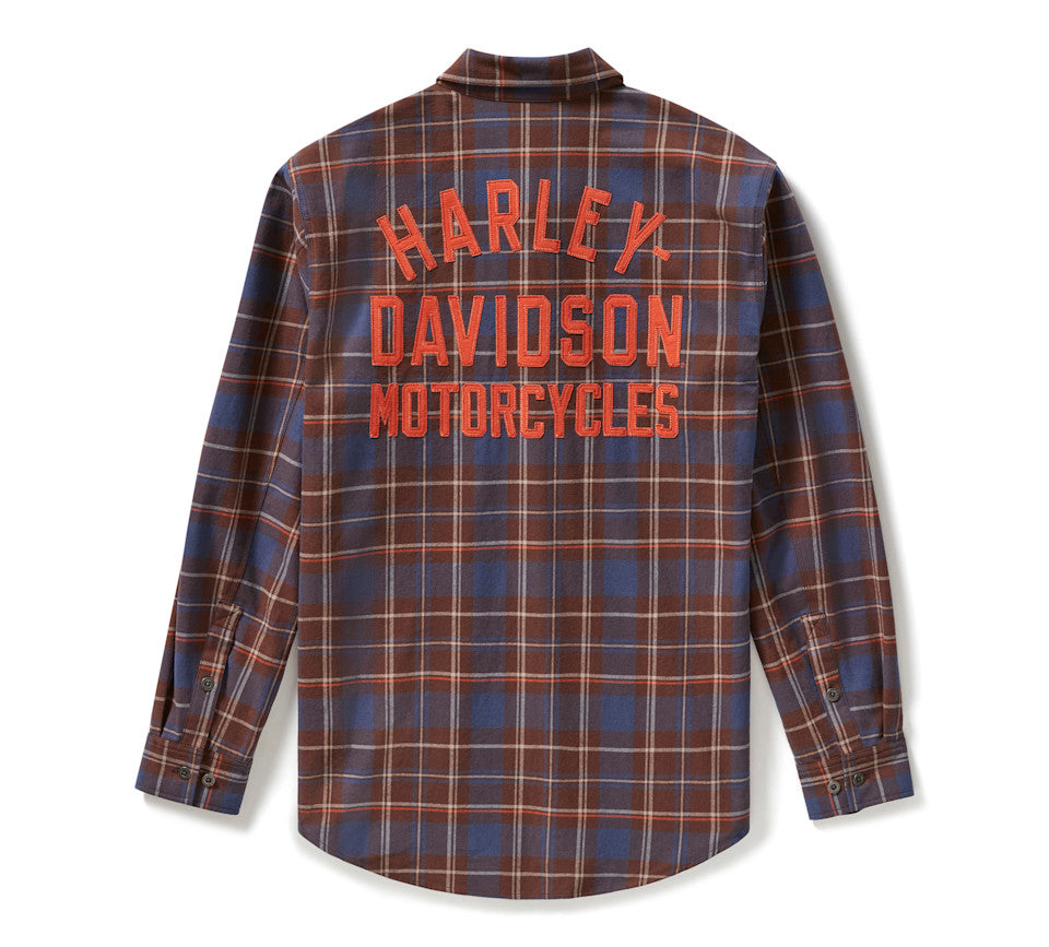 Harley Davidson Men's Racer Font Yarn Died Plaid Shirt